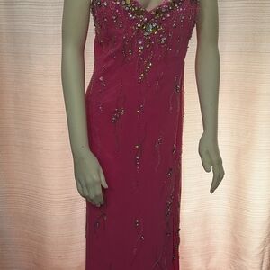 Riva Designs Strapless Beaded Bright Pink Prom Dress Size 20